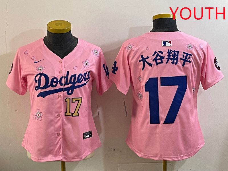 Youth Los Angeles Dodgers #17 Ohtani Pink Sakura Edition 2025 Nike MLB Jersey style 6->youth mlb jersey->Youth Jersey